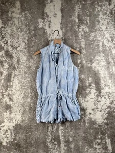 Young Fabulous & Broke Romper Small Womens Blue Tie Dye Sleeveless Linen Blend - Picture 1 of 4