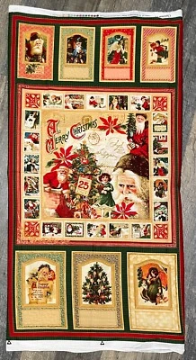 Christmas Past for Wilmington Prints Cotton Fabric Panel 23" x 43" - Image 1 of 4