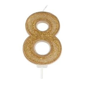 Birthday Cake Candle Number Numeral GOLD SPARKLE 8 70mm Party Celebration Topper - Picture 1 of 1