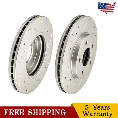 Front Drilled Slotted Disc Rotors For Chevrolet Malibu 2004-2008 Pontiac G6 - Image 1 of 4