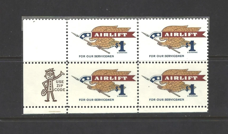 US, 1968, $1 Airlift, #1341, zip block, mint-NH - Image 1 of 1