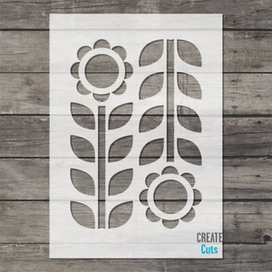 Scandi style Flowers STENCIL Folk motifs Scandinavian wall floor decor - Picture 1 of 1