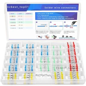 Waterproof Solder Seal Sleeve Heat Shrink Butt Wire Connectors Terminals kit set - Picture 1 of 21