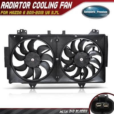 Ventilador de refrigeração radiador duplo com conjunto de cobertura para Mazda 6 2011 2012 2013 V6 3.7L - Imagem 1 de 4