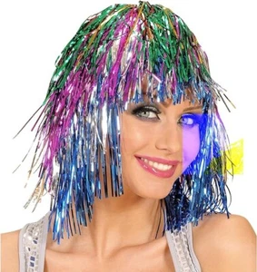 Multi-Coloured Disco Tinsel Wig 70s 80s - Picture 1 of 2