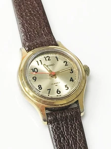 Seiko Original Vintage Gold-Tone Case 17 Jewels Gold Dial Stainless Steel Watch - Picture 1 of 9