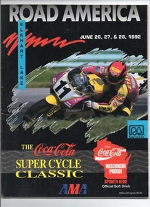 1992 ROAD AMERICA AMA SUPERCYCLE CLASSIC PROGRAM MOTOAMERICA Kenny Roberts Jr - Picture 1 of 2