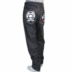 Pantalones de mezclilla ajustados RMC con bordados como negros Monsterider FM Union - Imagen 1 de 4