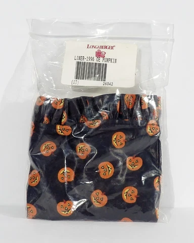 New Longaberger Halloween Basket Liner 1996 Pumpkin OE 26042 Jack-O-Lantern Cover