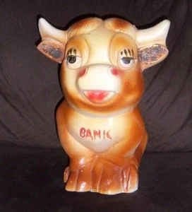 Vintage Chalkware Piggy Coin Bank Bull - Picture 1 of 6