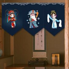 Chinese Opera Short Noren Doorway Curtain Canvas Hanging Flag Valance Art