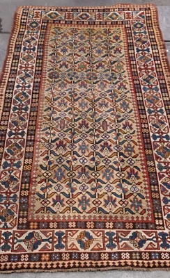 Antique 1860s Caucasian Talish Hand-Knotted Gold 100% Wool Rug 5'8" x 11'3" - Image 1 of 4