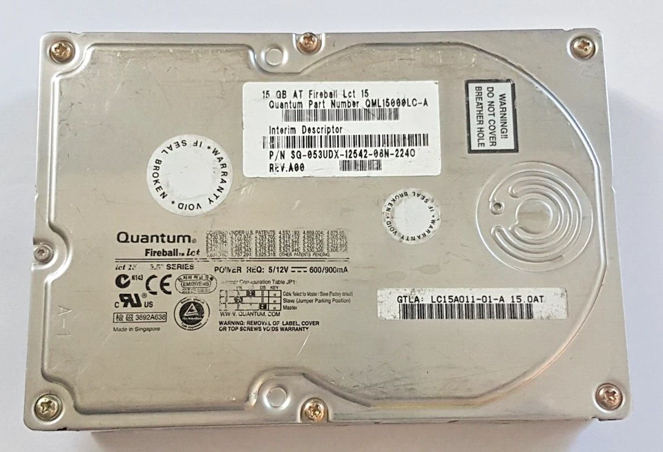 15 GB Ide Quantum Fireball Lct 15 LC15A011-01-A 4500RPM 512KB HDD 3,5 " - Image 1 of 1