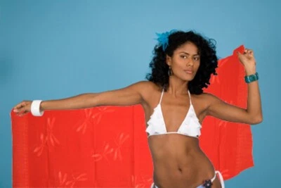 Designer Strandtuch Pareo Wickeltuch Sarong  Libelle Dessin Rot Baumwolle - Bild 1 von 4