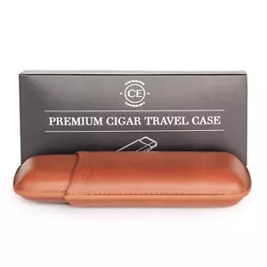 Two Cigar Travel Vegan Leather Case in Chestnut Brown by  - Picture 1 of 7