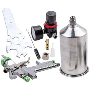 2.5mm HVLP Feed Air Spray Gun Kit with Regulator Gauge Paint Sprayer Sliver - Picture 1 of 12