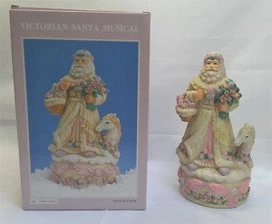 Figura victoriana de porcelana de Papá Noel de colección obras musicales blanco Navidad IOB - Imagen 1 de 11