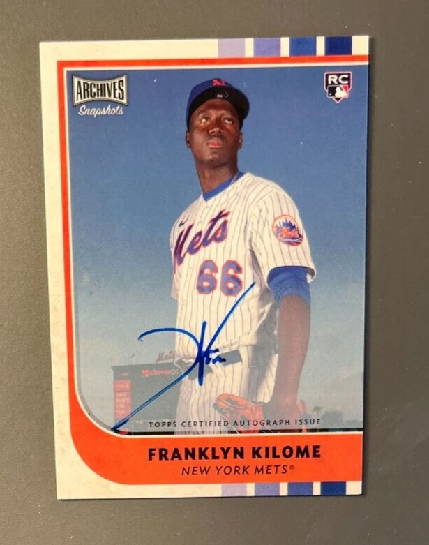 2021 Topps Archives Snapshots Franklyn Kilome Rookie Auto New York Mets J2 - Image 1 of 1