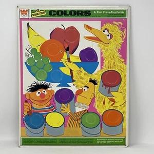 Sesame Street Frame-Tray Puzzle Ernie Big Bird Bert Fruit Colors Whitman 1971 - Picture 1 of 6