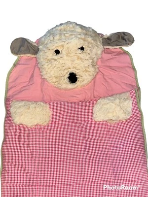 Saco de dormir Pottery Barn Kids cabeza peluda cachorro perro guinga rosa liso $129 Foto 1 de 4