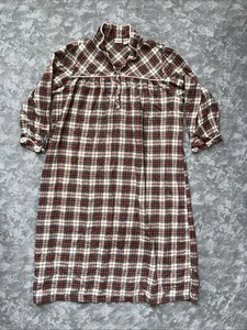 LL Bean Women's 1X Flannel Night Gown Red Green Scotch Plaid Plus Size Sleepwear - Picture 1 of 8