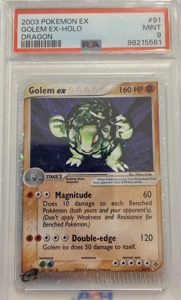PSA 9 MINT Pokemon Golem EX Dragon Holo 91/97 - Image 1 of 2