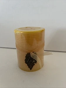Pier 1 Autumn Leaves Pillar Candle Single Wick 4" Autumn Leaf Charm New - Picture 1 of 8