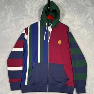 Ralph Lauren Hoodie Mens LT L Tall Color Block Crest Full Zip Jacket - Picture 1 of 10