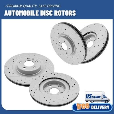 Front & Rear Drilled Disc Brake Rotors Kit for 2019-2025 Volvo XC60 S60 S90 XC90 - Image 1 of 4