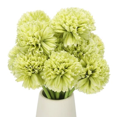 12 Pcs Artificial Chrysanthemums Fake Flowers for Home Decor, Light Green Foto 1 de 4
