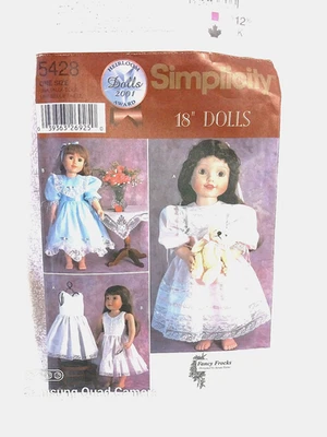 2003 SIMPLICITY #5428 FANCY FROCKS UNCUT PATTERN FOR 18" DOLL SLENDER/STANDARD - Image 1 of 3