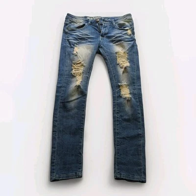 Machine Nouvelle Mode Skinny Distressed Straight Leg Denim Jeans Size 9 30 READ - Image 1 of 4