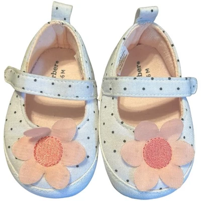 Gerber Baby Girls Polka Dot Flower Mary Jane Shoes, 6M - Image 1 of 3