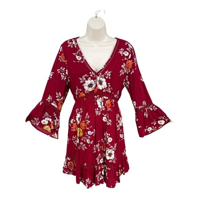 Jodifl Dress Women Size S Floral Boho Feminine Romantic Bell Sleeve Ruffle Fall - Image 1 of 4