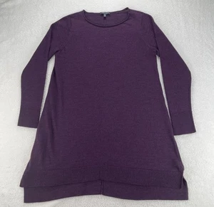 Vestido Suéter Eileen Fisher - Hilo Italiano Lana Merino - Ciruela - Talla PM Lujo - Imagen 1 de 12