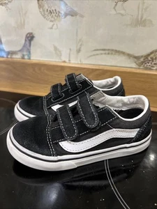 Vans Off The Wall Infant Size 9 Unisex Black White Trainers Boys Girls - Picture 1 of 8