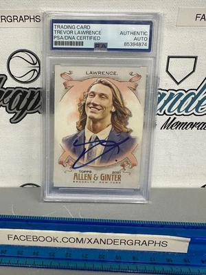 TREVOR LAWRENCE 2021 ALLEN & GINTER SIGNED AUTOGRAPHED FOOTBALL ON CARD PSA DNA - Image 1 of 4