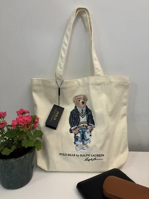 Polo Ralph Lauren Bear Tote Bag Unisex Tan Beige - Image 1 of 4