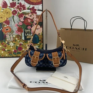 Borsa Coach CY700 Ashton in denim firmata borsetta tracolla denim + pelle donna - Foto 1 di 24