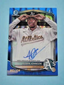 2025 Bowman Chrome Ayden Johnson 1st Prospect RC Auto Blue LAVA Refractor /150 - Picture 1 of 2