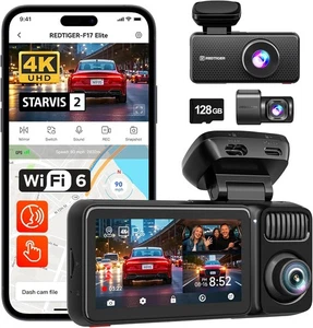 redtiger f17 elite 4k 3 kanal dashcam auto, starvis 2 imx678 & imax 675, 128g... - Bild 1 von 8