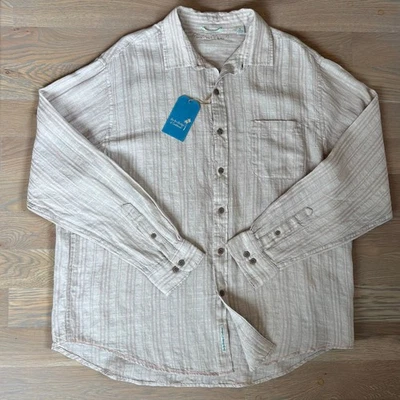 NWT Roundtree & York Caribbean Linen Blend Striped Button Down Shirt Mens XL  - Image 1 of 4