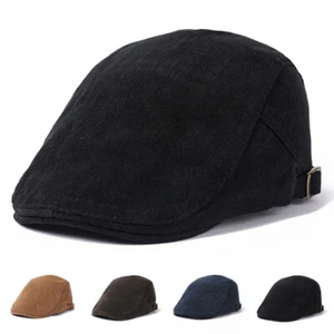 Cappello uomo tinta unita cotone edera piatto berretto a punta camionista Gatsby newsboy Duckbill - Foto 1 di 8