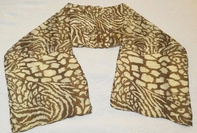 "Bufanda semi transparente vintage mod mezcla seda estampado animal dorado 11"" x 52"" g32" Foto 1 de 3