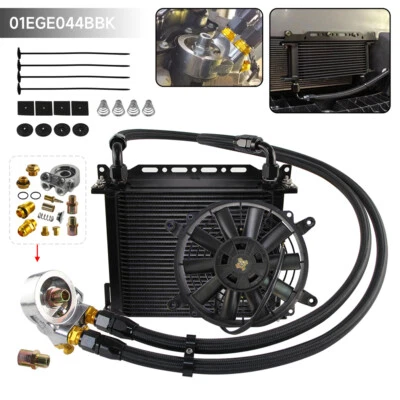 30 Reihen AN10 Ölkühler mit Thermostat 80 Grad Ölfilter Adapter +7" Lüfter Kit  - Image 1 of 4
