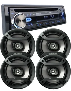 4X Pioneer 6.5" Speakers + Audiotek 1-Din Car Audio Bluetooth CD AM FM Receiver - Picture 1 of 8