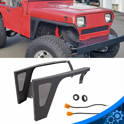 Steel Front Fender Flare Rock Guard W/LED Light For Jeep Wrangler YJ 1987-1995 Foto 1 de 4