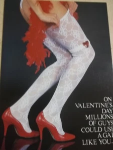Biglietto di auguri cuore a cuore 1988 " Buon San Valentino " calze sexy - Foto 1 di 2