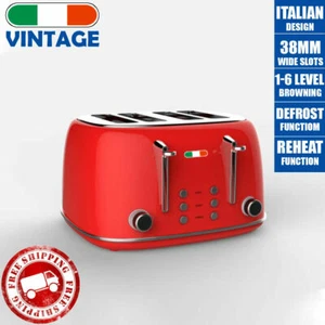 Vintage Electric 4 slice Toaster Red Stainless Steel 1650W not Delonghi - Picture 1 of 1