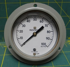 2 1/2" USG U.S. Gauge Co Indicator Gauge 0-60 PSI Center Back 1/4 NPT Connection - Picture 1 of 10